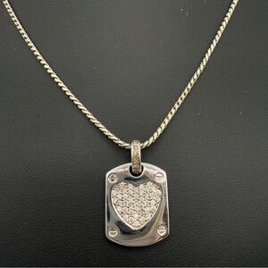 Brighton Silver Crystal Dog Tag Necklace